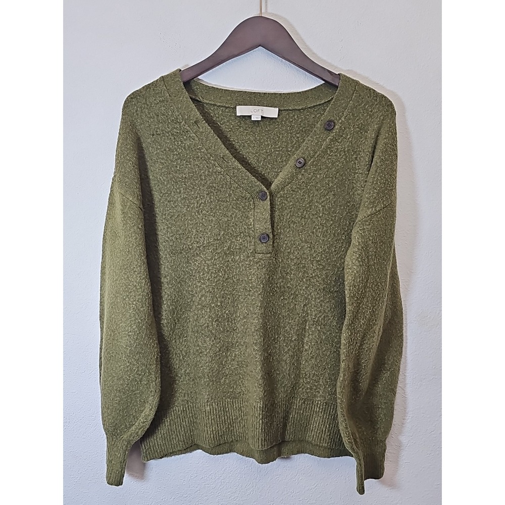 Ann Taylor LOFT Pullover Sweater Knit‎ S Green Long Sleeves Warm Soft